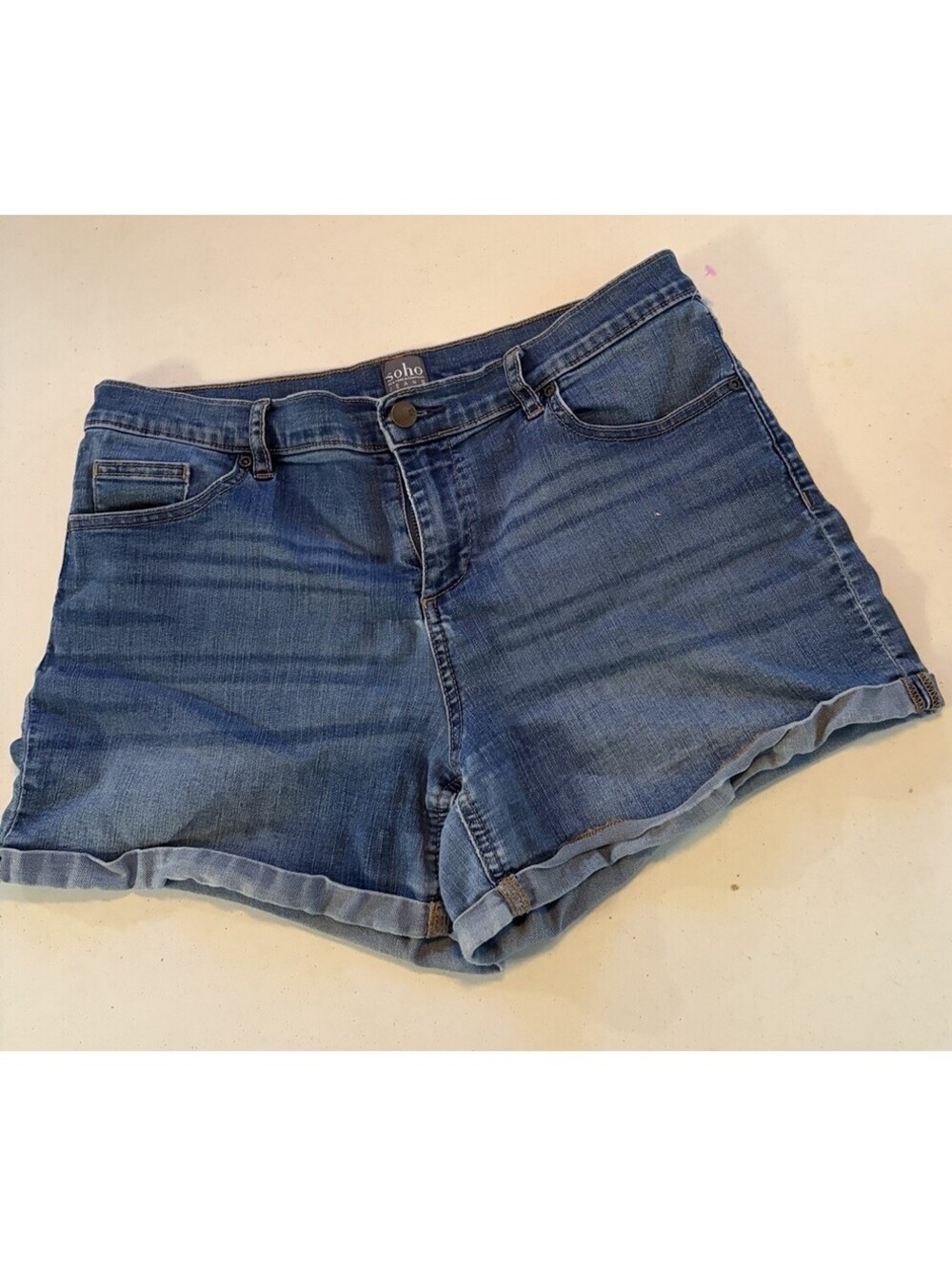 New York & Company SOHO Stretch Jean Shorts With Rolled Cuffs Women’s Size 12